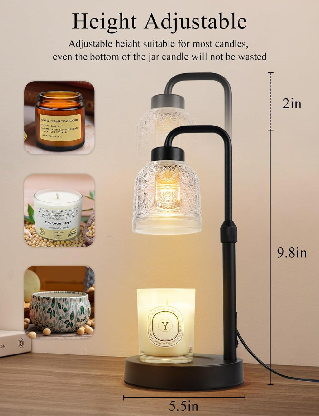 Candle Warmer Lamp with Timer Dimmable, Adjustable Lamp Candle Warmer, Birthday Gifts for Women Mom, Wax Warmer Lamp for Scented Jar, House Warming Gifts New Home Decor