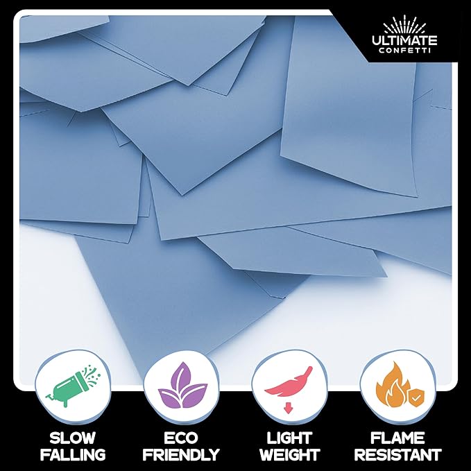 Ultimate Confetti, Baby Blue Biodegradable Confetti - Rectangular Fluttering Tissue Paper Confetti for Cannon and Launcher use – Gender Reveal Confeti, Wedding, Parties and Live Events - 1 lb, 16 oz