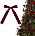 12PCS Red Velvet Bows for Christmas Tree, Bows for Christmas Tree, Garland Red Velvet Bow Ornaments for Christmastree with Gold Twist Ties (Burgundy)