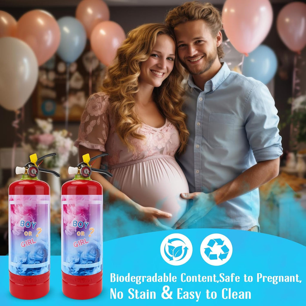QIYVLOS Giant Gender Reveal Fire Extinguisher 2 Packs, Gender Reveal Ideas, Baby Boy Reveal Party Ideas for Gender Reveal Decorations with 2.3ib Powder (Blue)