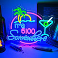 It's 5:00 Somewhere Neon Sign, USB Powered LED Neon Sign for Wall Decor,Dimmable, 5V/2A, for Home, Party, Gift, Bedroom, Man Cave, Bar, Beer Garage, Secrect Space