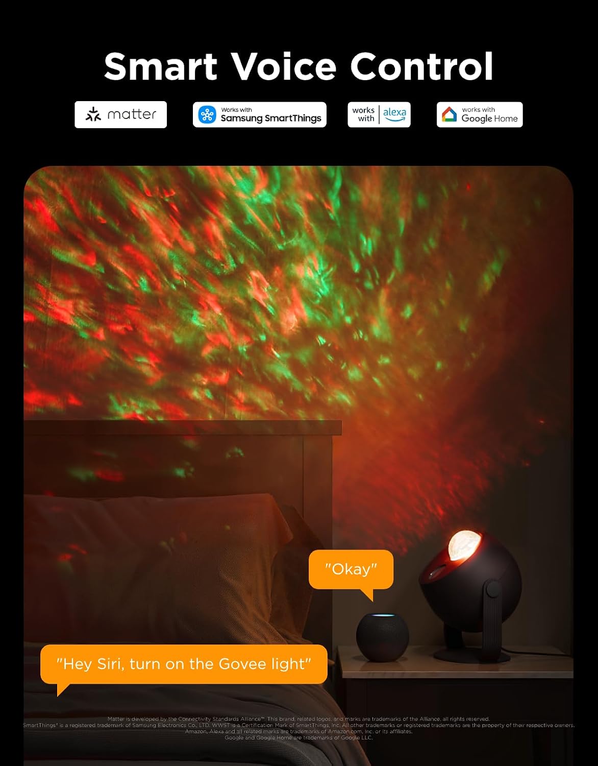 govee star light projector with ocean wave ripple showing dimensions