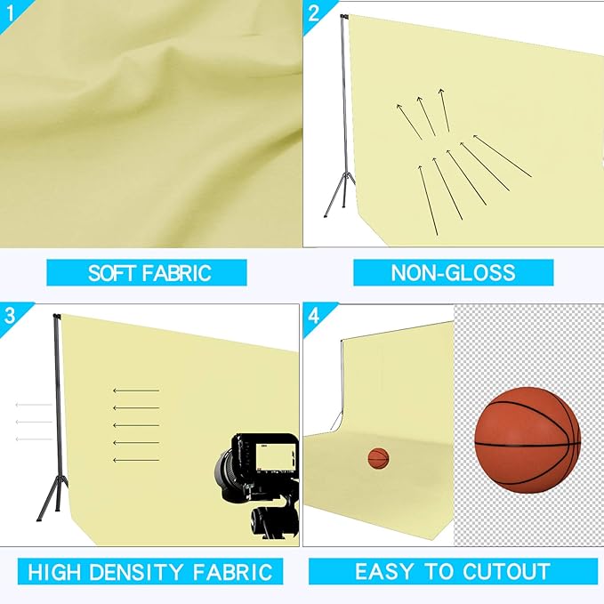 ISSUNTEX 5X7 ft/1.5X2.1 Meters Beige Background Photo Backdrop, Photo Studio, Collapsible High Density Screen for Video Photography and Television