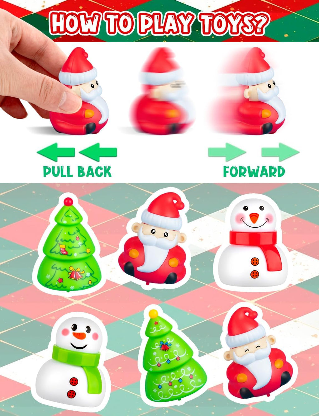 12PCS Christmas Mini Pull Back Cars Toys | Christmas Themed Toys for Toddlers for Classroom Prizes, Stocking Stuffers, Holiday Birthday Party Favors