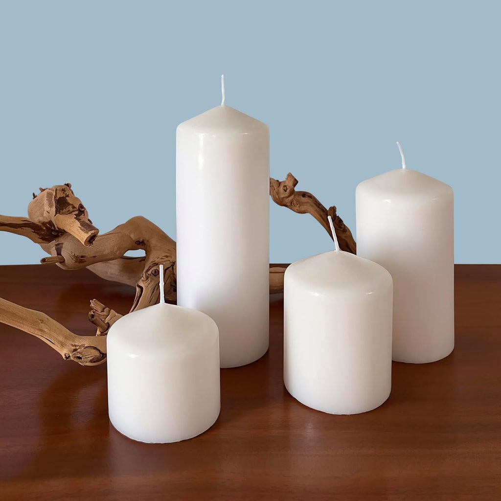 Stonebriar Unscented White Tall Pillar Candles, 65 Hour Burning Candle Pillars, Perfect for Decor, Weddings, Emergencies 3" X 6", 6 count