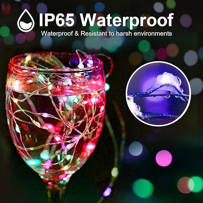 2 Pack 16Ft 50 LED Fairy Lights Mini String Lights Waterproof for Mason Jars Halloween Christmas Parties Wedding Table Centerpieces Decoration