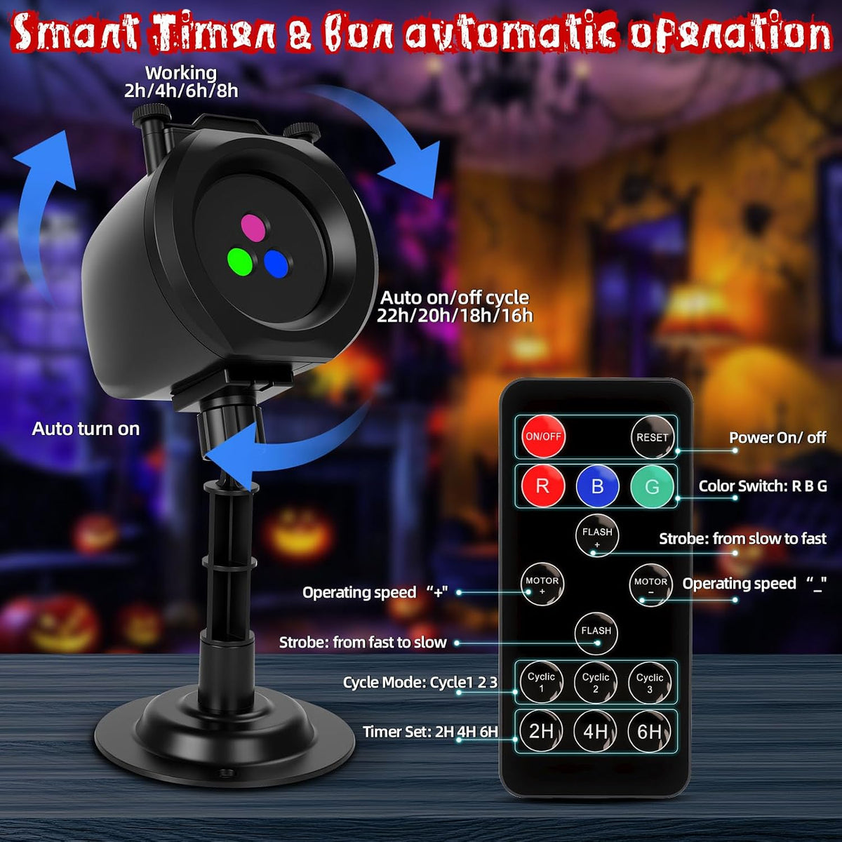 Halloween Projector Laser Lights Outdoor, Muli Color Projection Lights with R...