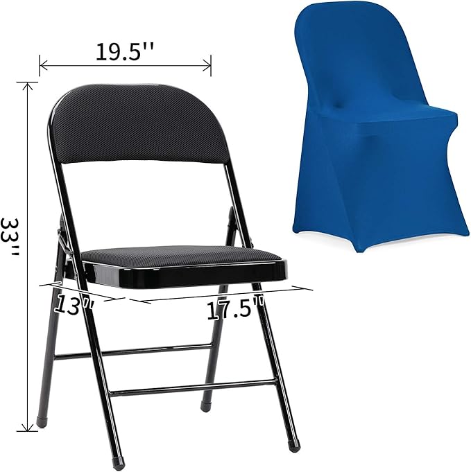 Peomeise Stretch Spandex Folding Chair Cover for Wedding Party Dining Banquet Event (Classic Blue,12pcs)
