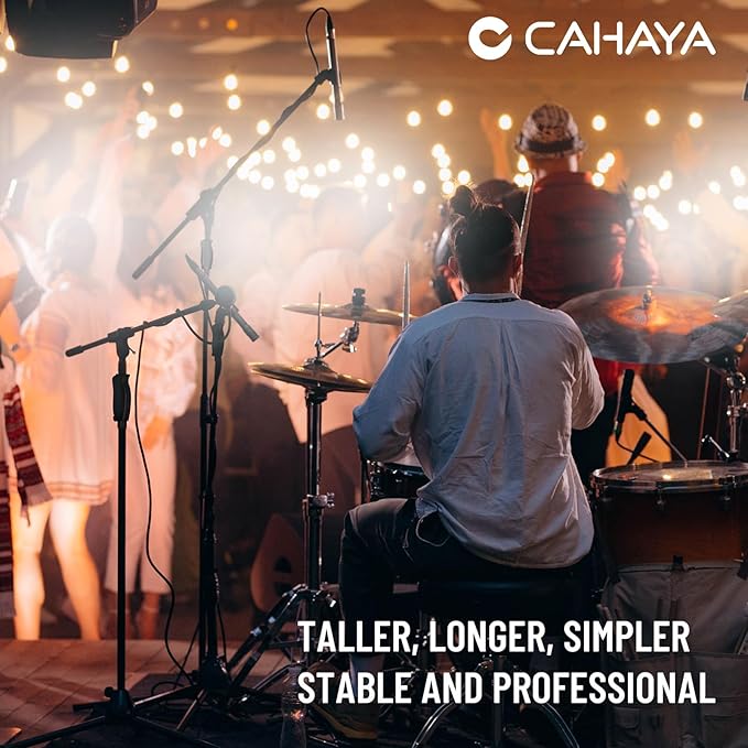 CAHAYA Tripod Microphone Stand: Boom Arm One-Button Release Floor Mic Stand Portable with Carrying Bag and 2 Mic Clips for Singing Performance Wedding Stage Meeting Live CY0362