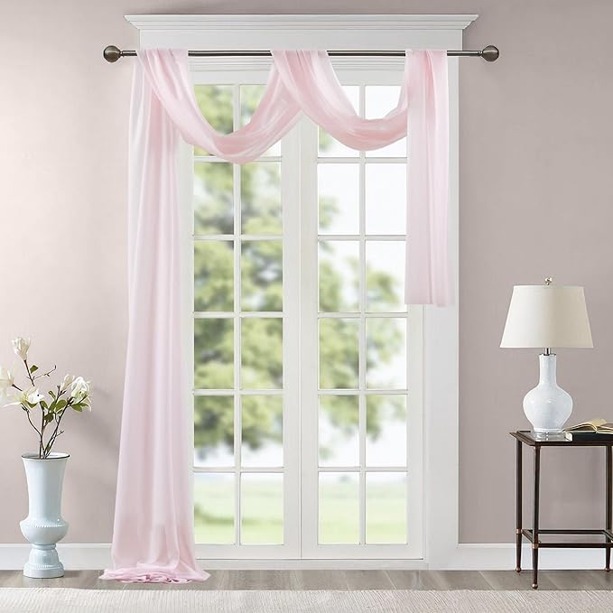 Wedding Arch Draping Fabric, 2 Panels 28" x 19Ft Blush Arch Drapes Sheer Backdrop Curtain for Wedding Ceremony Party Ceiling Decor