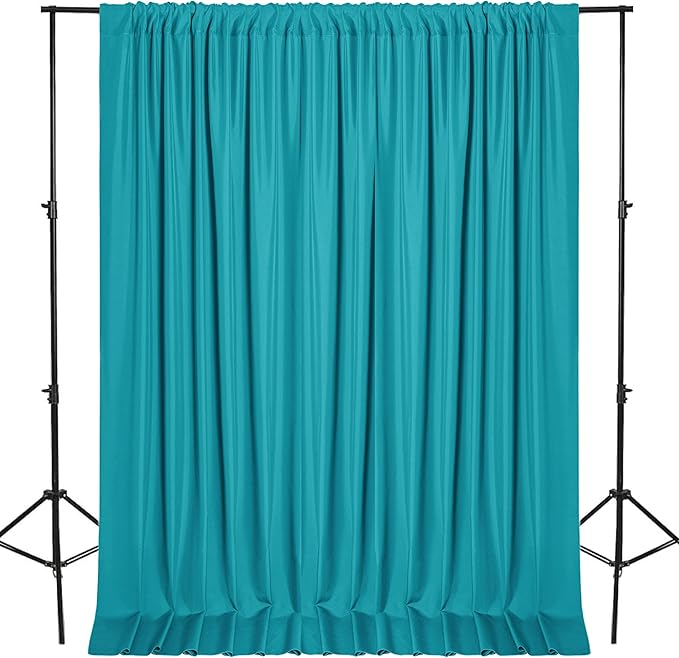 DWCN 10x8 FT Turquoise Backdrop Curtains for Parties, Photography Backdrop Drapes with Rod Pockets for Wedding Decorations Stage Birthday Family Gatherings, 2 Panels 5ft x 8ft
