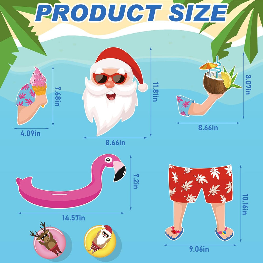 Watersay Christmas Tree Topper Hawaii Christmas Decoration Summer Santa Claus Tree Topper Flamingo Ice Cream Coconut Head Arms and Legs Xmas Ornament Decor for Home Party Supplies