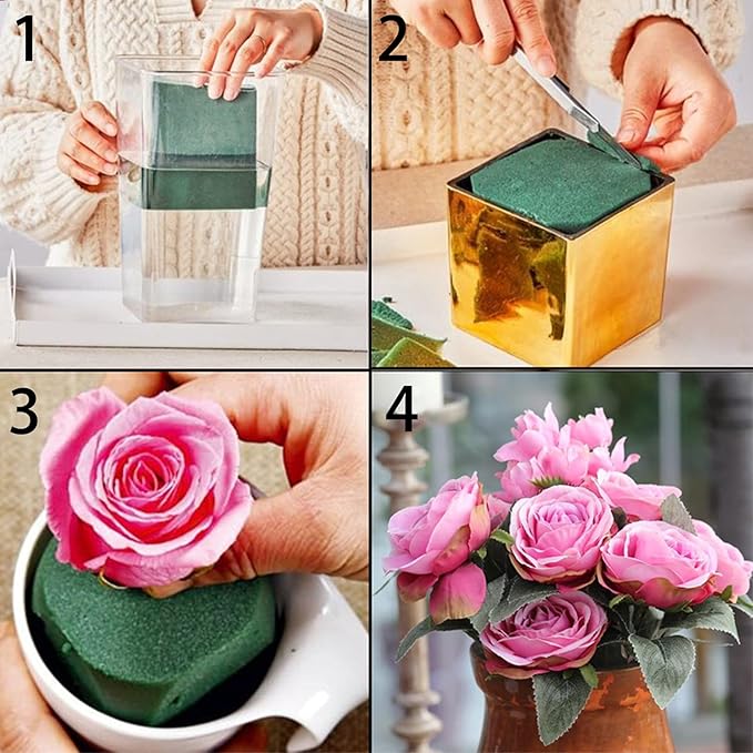 KIMOBER Wet Floral Foam Bricks,Large 9''Lx4''Wx3''H Green Foam Blocks for Flower Arrangement, Wedding,Party Decoration, Pack of 6