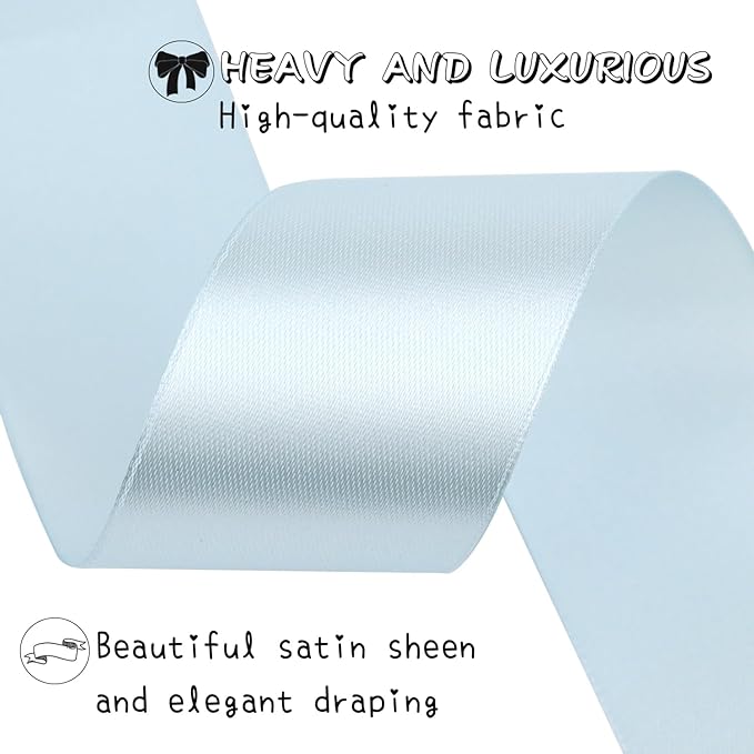 Sky Blue Solid Satin Ribbon 1-1/2 Inch 50 Yards Solid Polyester Fabric Ribbon for Gift Wrapping Wedding Christmas Baby Shower Birthday Party Decoration Handmade Immortal Flower Craft