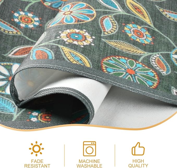 Snycler Table Runner Boho Table Runners Vintage Elegant Farmhouse Table Center Linen Decor for Home Dining Party Entrance (13x72 Inch) Gray&Green