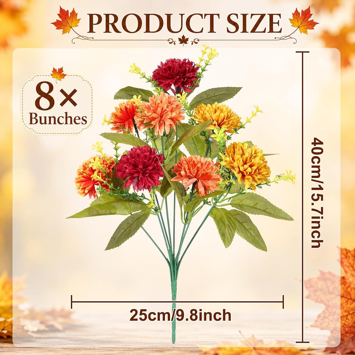 homshiam 8 bunches artificial fall flowers, 64 heads shown in use