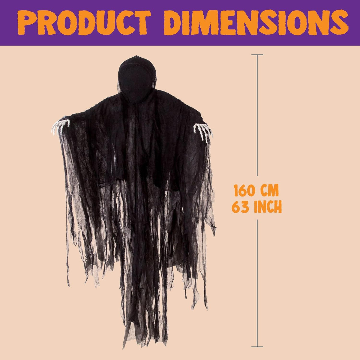 JOYIN 63” Halloween Decorations Outdoor Grim Reaper,Dark Faceless Hanging Gho...