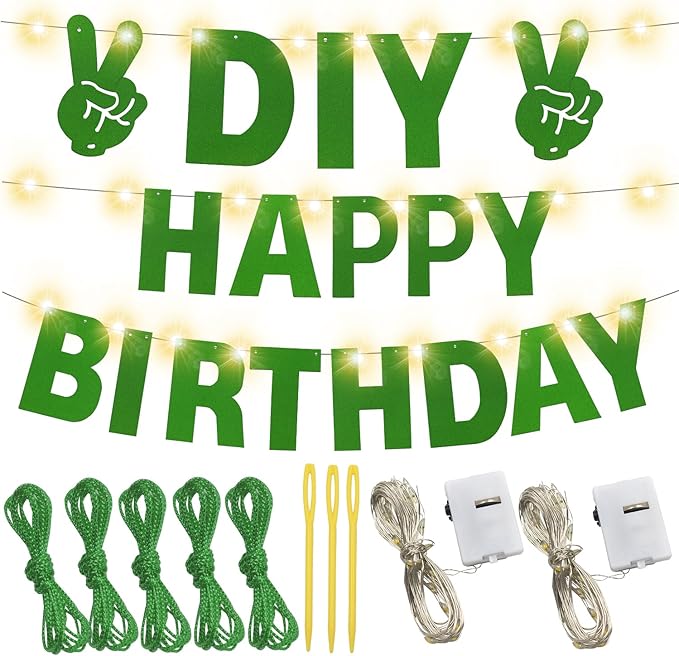 167Pcs DIY Glitter Customizable Banner Kit Custom Banner DIY Happy Birthday Letter Banners Personalized Banners Decor for Christmas St.Patrick's Day Birthday Party Decorations Supplies(Glitter Green)