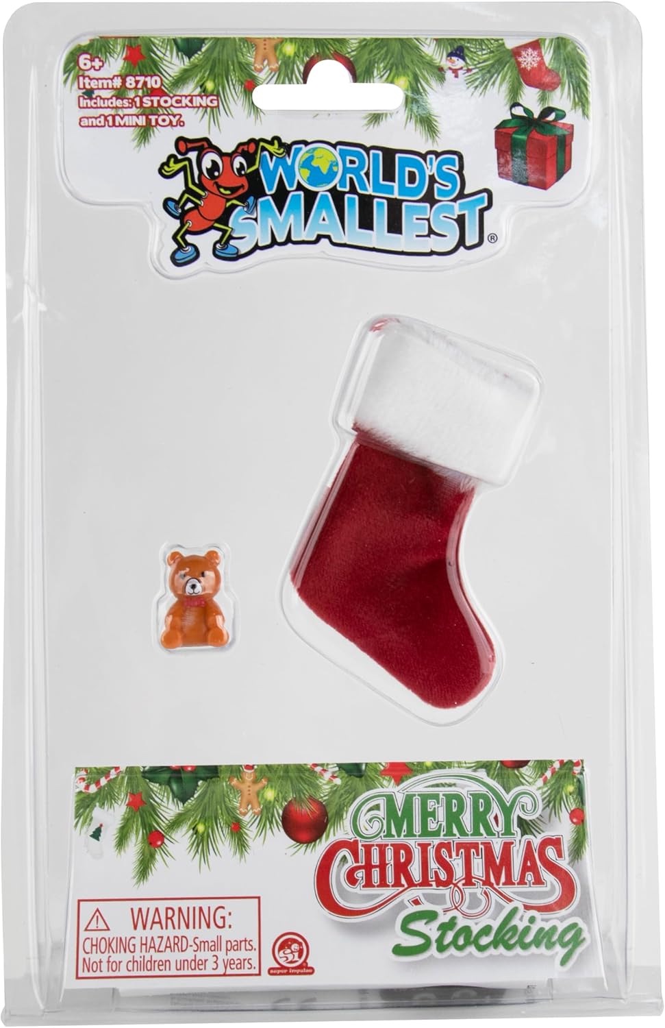 World's Smallest Merry Christmas Stocking with Mini Toy (Pack of 2)