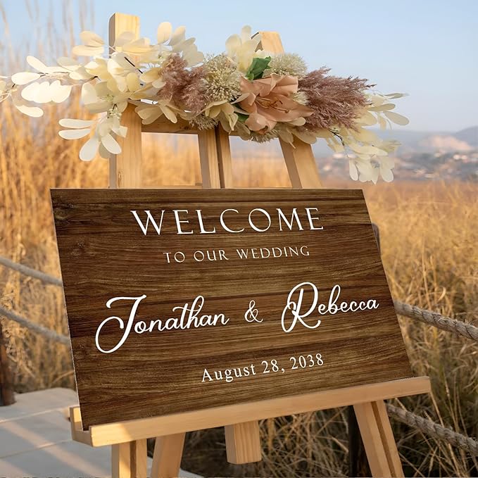 Welcome To Our Wedding Sign, Engagement Party Sign, Stand, Rustic Decorations For Ceremony, Custom Sign