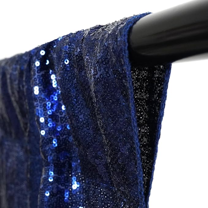 Poise3EHome 8Ft x 8Ft Navy Blue Sequin Backdrop Curtain, Glitter Thick Satin Sequin Background Drapes, Opaque Sparkly Backdrop Curtain, Sequin Backdrop for Xmas Thanksgiving Wedding Party Decor