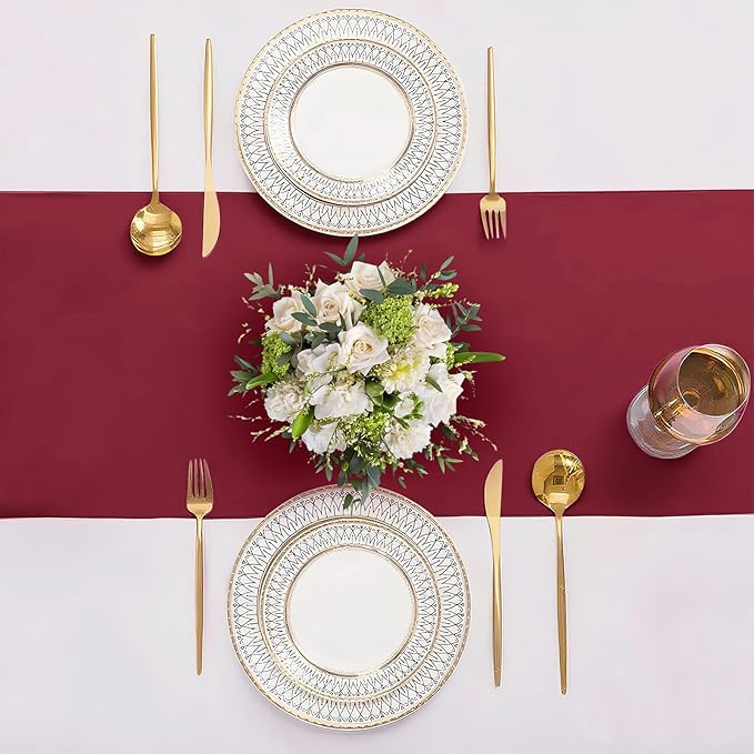 SHEJIZE 2 Pack Wine Red Satin Table Runner 12x108 Inches Long, Bright Silky Smooth Satin Table Runner Table Decor for Wedding Banquet Christmas Prom Event Birthday Party
