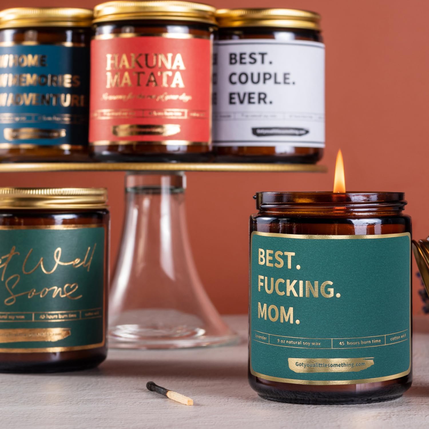 Best Mom Ever Funny Lavender Vanilla Scented Candle, 100% Soy Wax, Long Burning - Mom Birthday Gifts from Daughter Son Kids - Funny Birthday Present Idea for Women, Cool Gag Gift Idea for Mothers