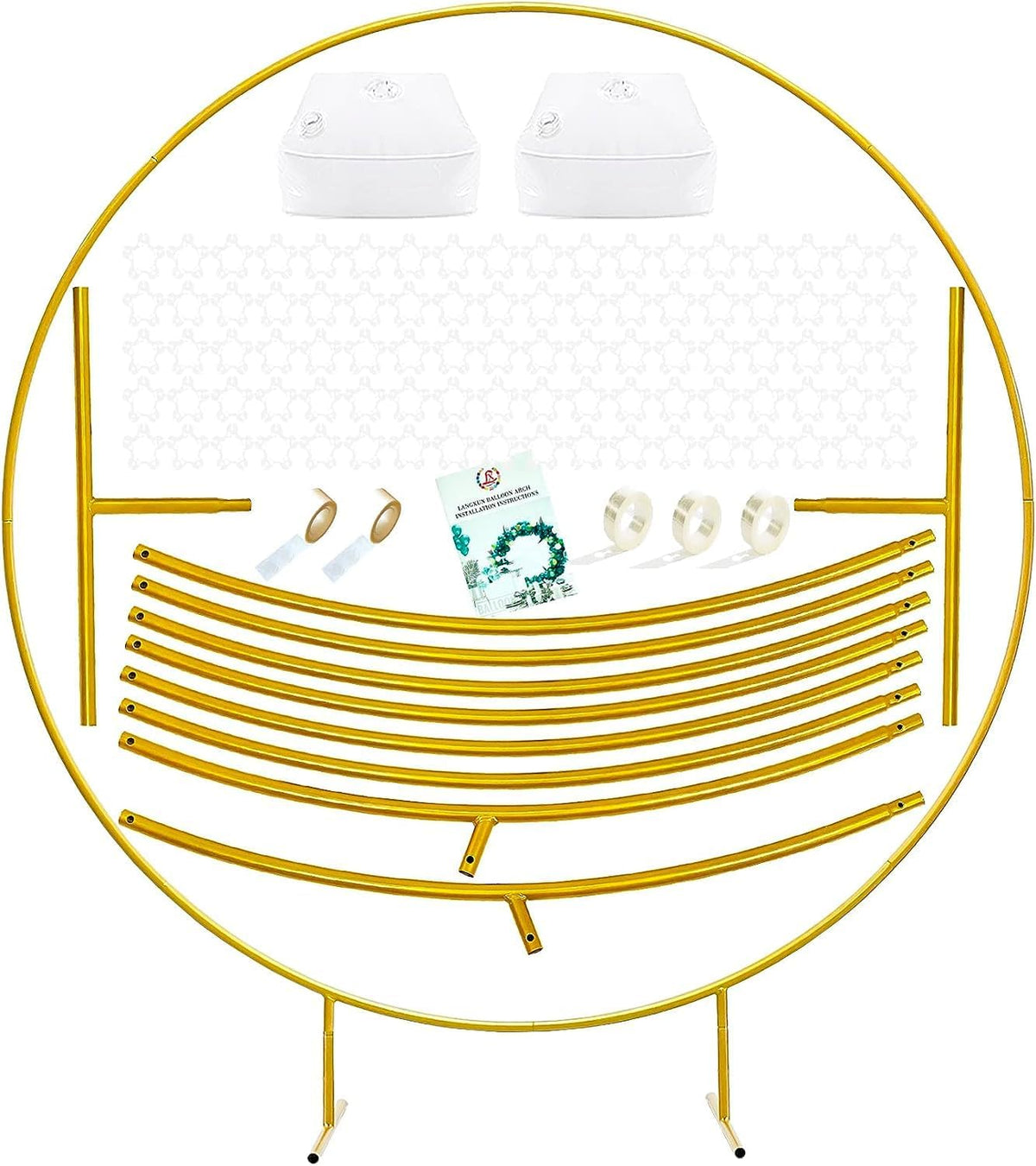 langxun 7.2ft gold metal circle balloon arch kit, main product view