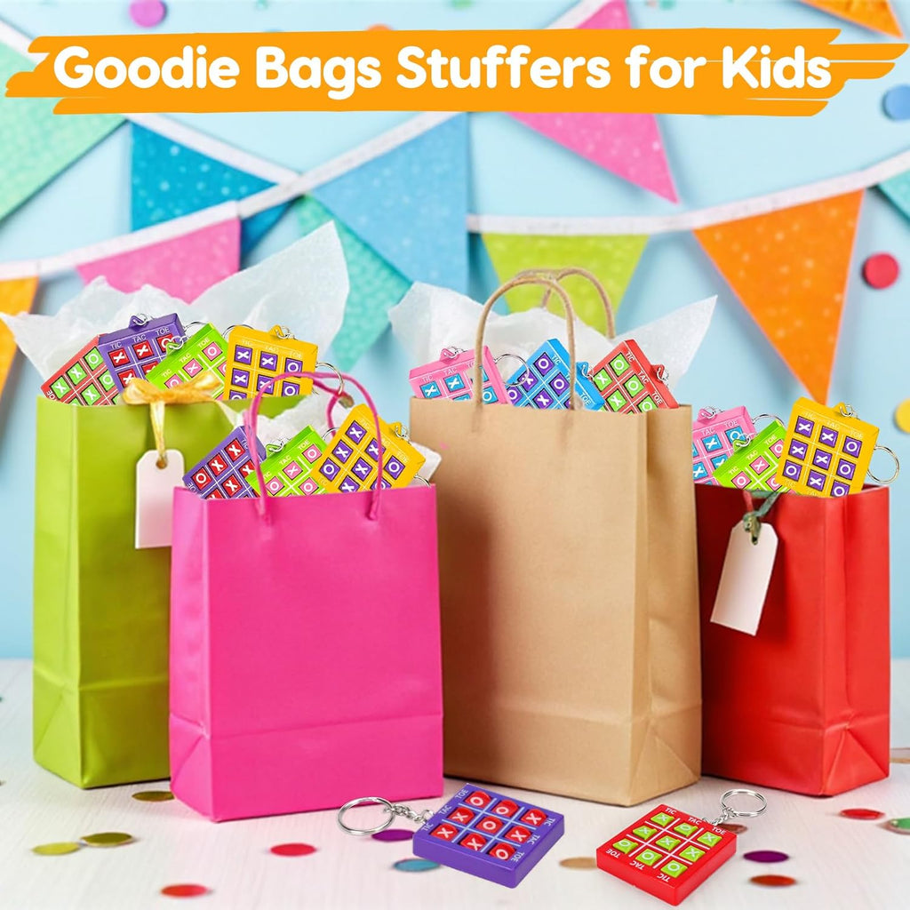24PCS Tic Tac Toe Game Birthday Party Favors Goodie Bags Stuffers for Kids 3-5 4-8 8-12 Classroom Treasure Chest Carnival Prize Box Toys Bulk Keychain Pinata Filler Back to School Student Return Gifts