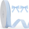 KINGLAKE Light Blue Gingham Ribbon -5/8'' x 50 Yds Blue and White | Ribbon for Gift Wrapping Plaid Buffalo Checkered Ribbon for Crafts Easter Christmas Birthday Baby Shower Picnic Outdoor Decor