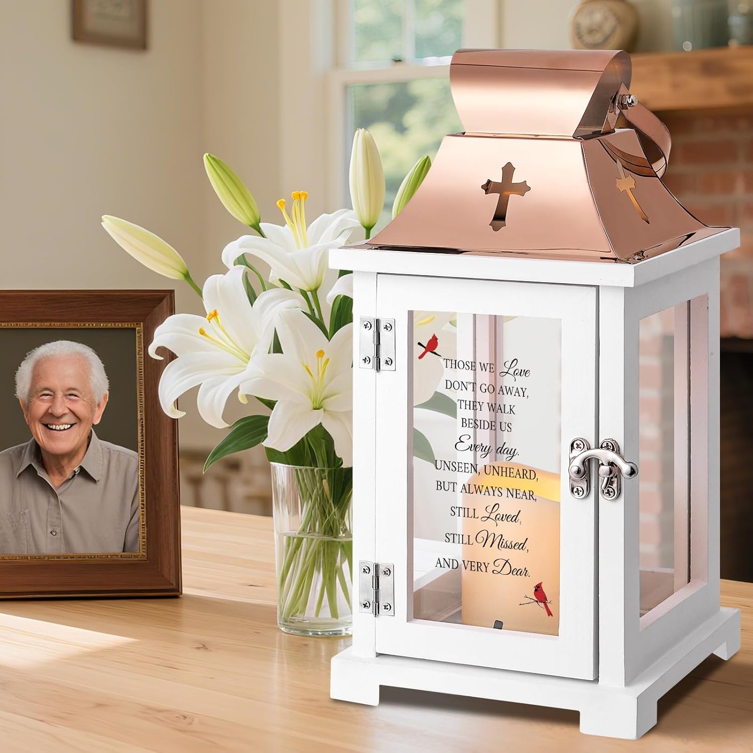 Memorial Lantern Sympathy Gifts for Loss of Loved One Mother Father with Candle, Unique Bereavement Gifts Ideals, Thoughtful Condolences Gift in Memory of Loved One