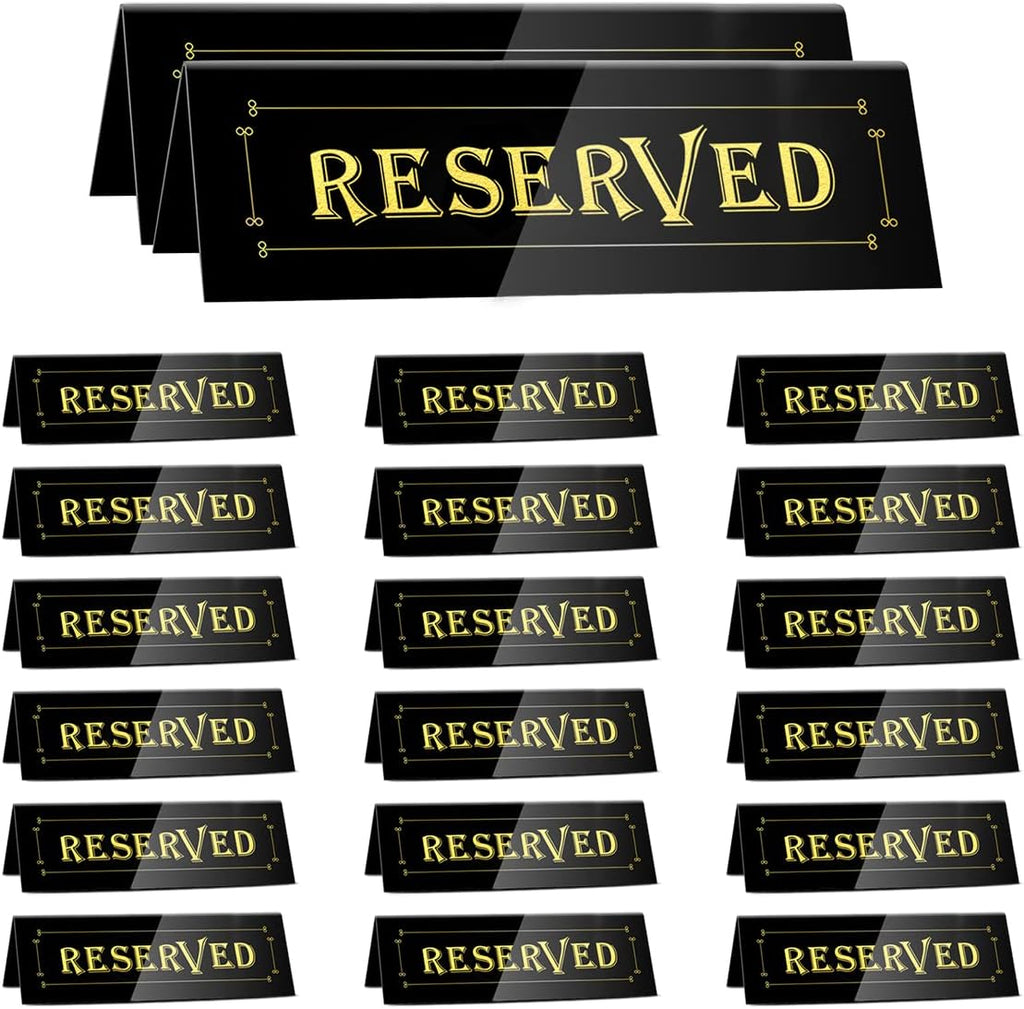 WATHFKCU 20PCS Acrylic Reserved Table Tent Signs, Reservation Seat Signs for Wedding, Restaurant, Office, Meeting Chairs