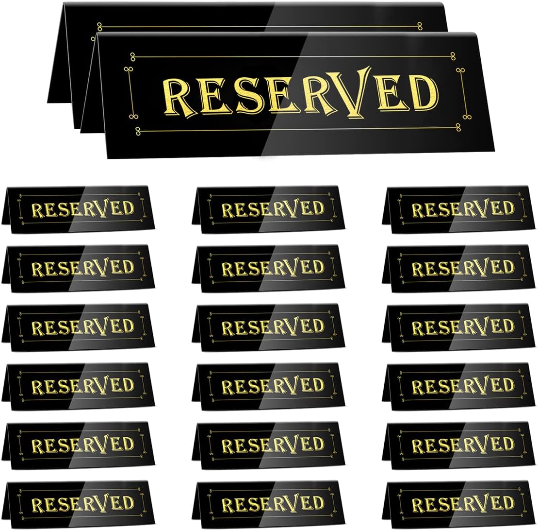 WATHFKCU 20PCS Acrylic Reserved Table Tent Signs, Reservation Seat Signs for Wedding, Restaurant, Office, Meeting Chairs