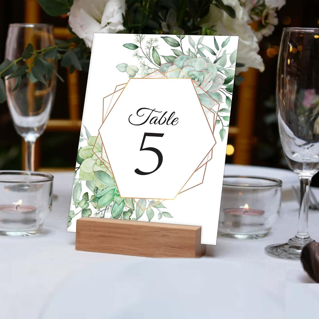 26 Pieces Wedding Table Numbers Cards 1-25 with Head Table Numbers - Eucalyptus Geometric Double Sided 4x6in - Table Numbers for Wedding Reception/Party/Event