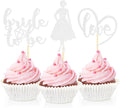 Sotpot 24PCS Bride to Be Cupcake Toppers with Heart Silver Glitter Dress Bridal Shower Cupcake Picks for Wedding Bridal Shower Wedding Engagement Party Cake Decorations