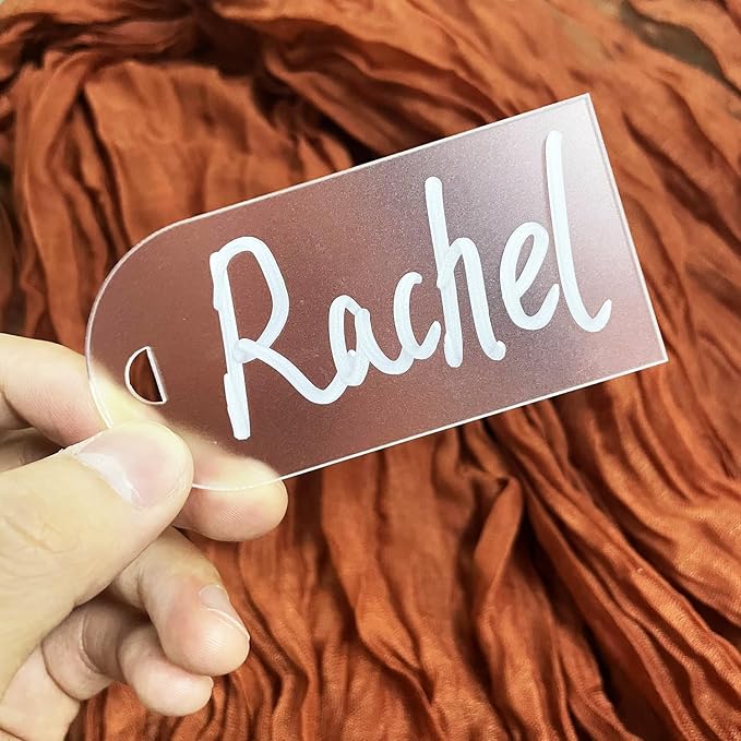 50Pcs Acrylic Place Card for Wedding Frosting Acrylic DIY Table Seating Cards Wedding Supplies with Champagne