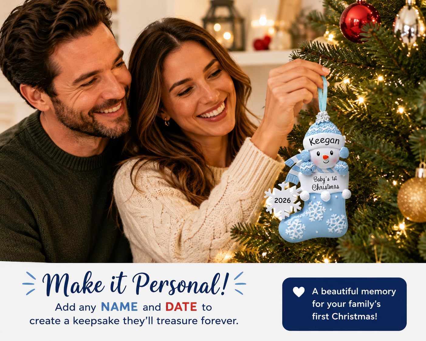 Personalized Babys 1st Christmas Ornament 2026, Gift for Expecting Parents (Personalized)