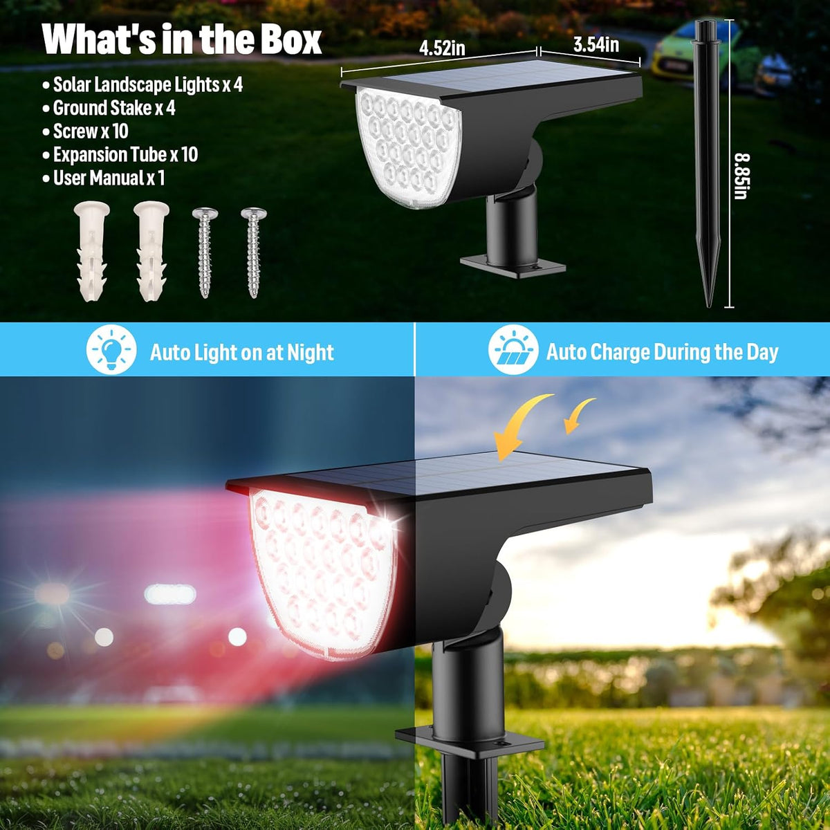 GKGG Solar Color Changing Lights Outdoor, 7 Lighting Modes IP65 Waterproof So...