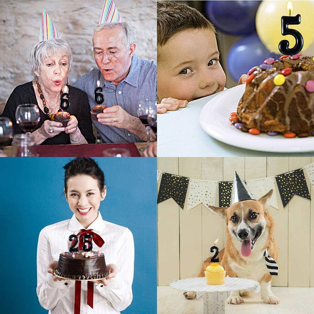 Black Number 1 Birthday Candles 1st One First Year Bady Roman Numberal Cool Cake Happy Candle for Kids Men Women No 10 11 12 13 14 15 16 17 18 19