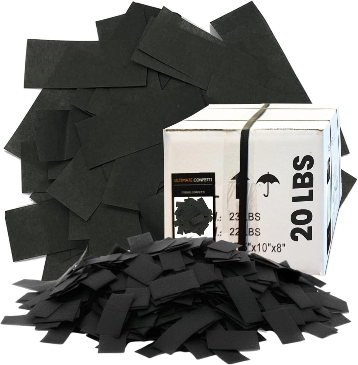 Ultimate Confetti - Rectangular Black Tissue Paper Confetti - 20 lb