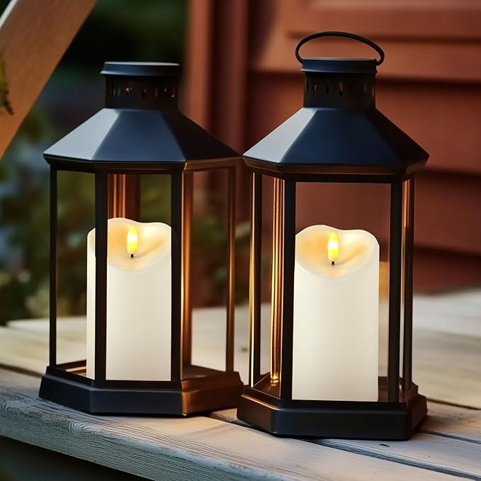 Amagic Waterproof Outdoor Flameless Candles with Remote, LED Candles Battery Operated with Timer, Flickering Fake Pillar Candle for Outside Patio Yard Decor, Ivory, Set of 5, D3 X H4 5" 6" 8" 8"