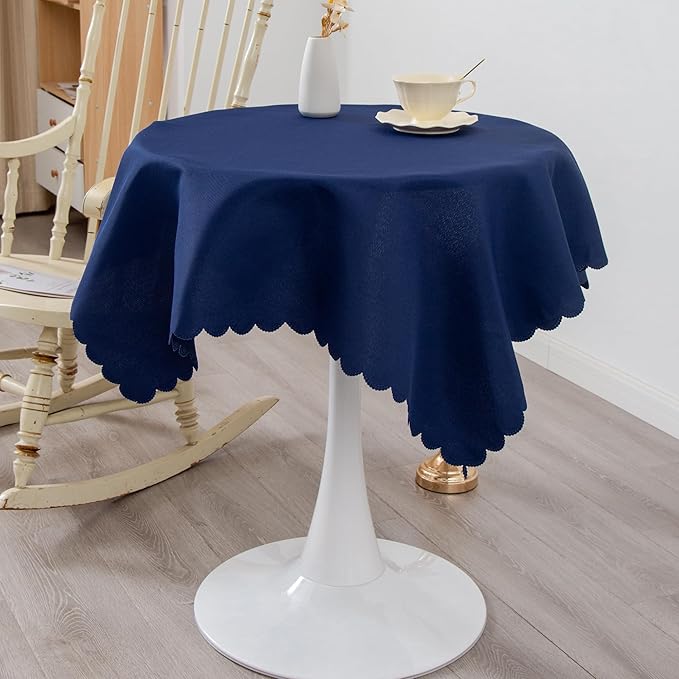 Small Square Navy Tablecloth 36 x 36 Inch Polyester Fabric Washable Table Cover Decorative Wrinkle Resistant Solid Color Table Cloth for Kitchen Dinning Party Wedding Camping
