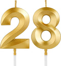 Birthday Candles, 1.96 Inch Number 28 Happy Birthday Candles, Number Candles Decoration for Birthday Party and Anniversary Celebration(Champagne Gold)