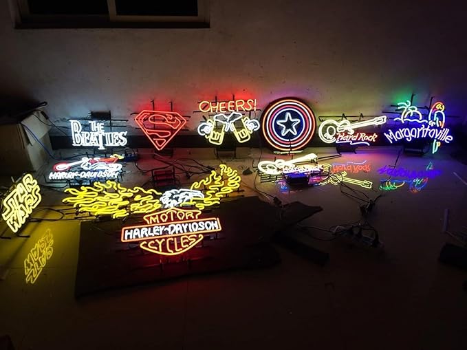 Neon Signs Beer Bar Club Bedroom Glass Neon Signs Compatible For Tabasco for Office Hotel Pub Cafe Birthday Party Man Cave Neon Light Art Wall Lights 24 X 20 Inches