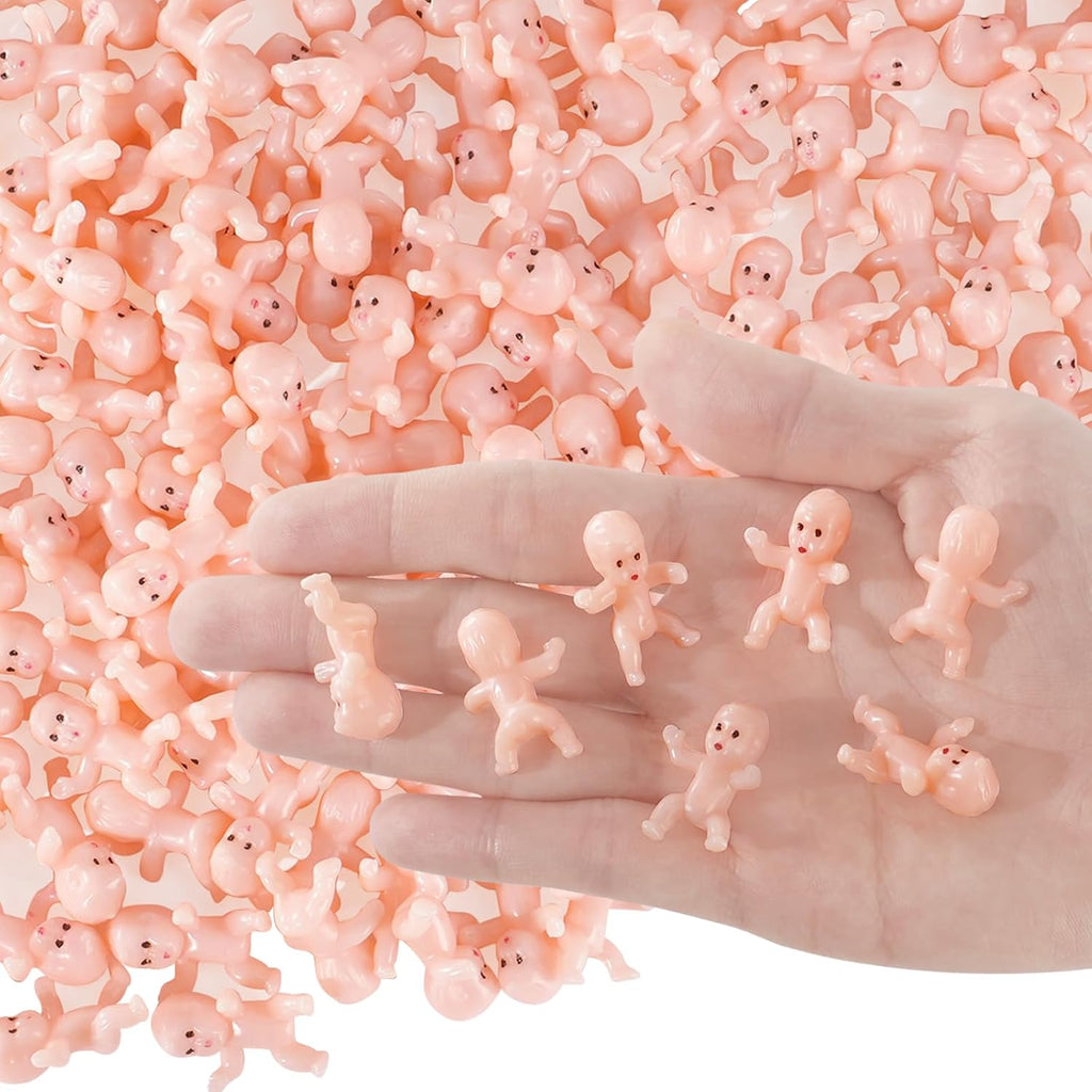 ZYFLSQ 120 Pcs Mini Babies for Baby Shower Games, 1 Inch Tiny Plastic Babies Bulk for My Water Broke Ice Cube, Mardi Gras King Cake Baby Figurines, Hide Hunt Games, Party Decorations Favors(White)