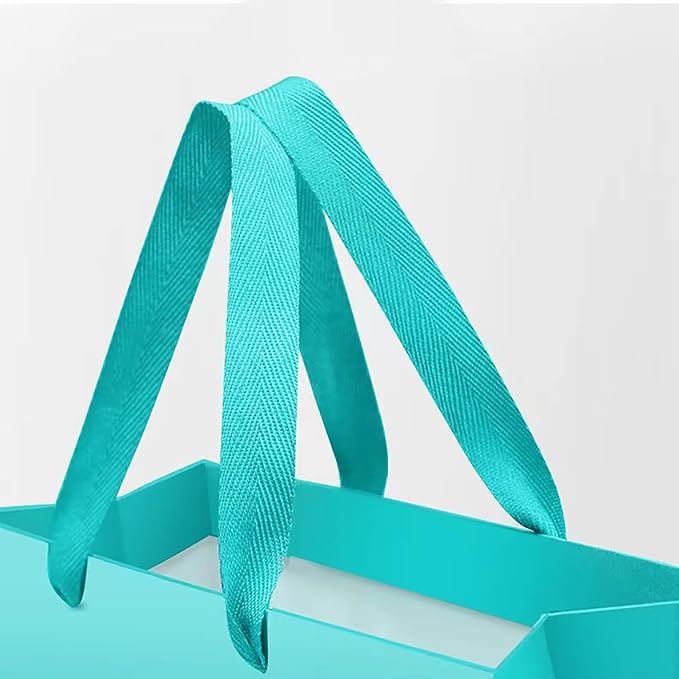 Teal Blue Paper Gift Bag 10 in Large Gift Box Square Bottom Kraft Paper Bags with Handles for Wedding Baby Shower Birthday Party (Teal Blue, 10 x 10 x 10 in, 10 CT)