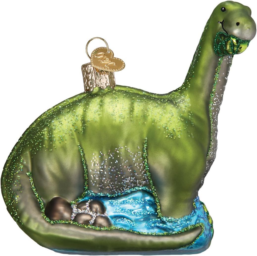 Old World Christmas Ornaments: Brontosaurus Glass Blown Ornaments for Christmas Tree (12471)