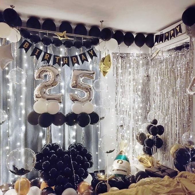 Foil Fringe Curtain Christmas Party Decorations - Silver Metallic Tinsel Photo Booth Backdrop Party Steamers Curtains for 25th Birthdays Decorations Anniversary New Years Eve Bachelorette Parties