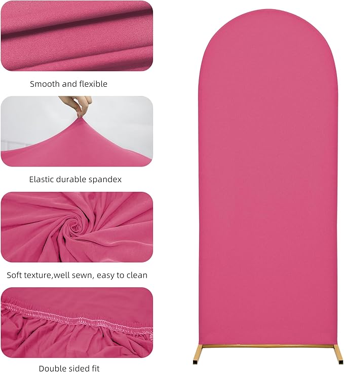 6.6FT Wedding Arch Covers Arch Backdrop Cover Arch Stand Covers Set Arch Cover Spandex Fabric Stretchy Backdrop for Wedding Birthday Party Decoration Baby Shower (Rose Red)