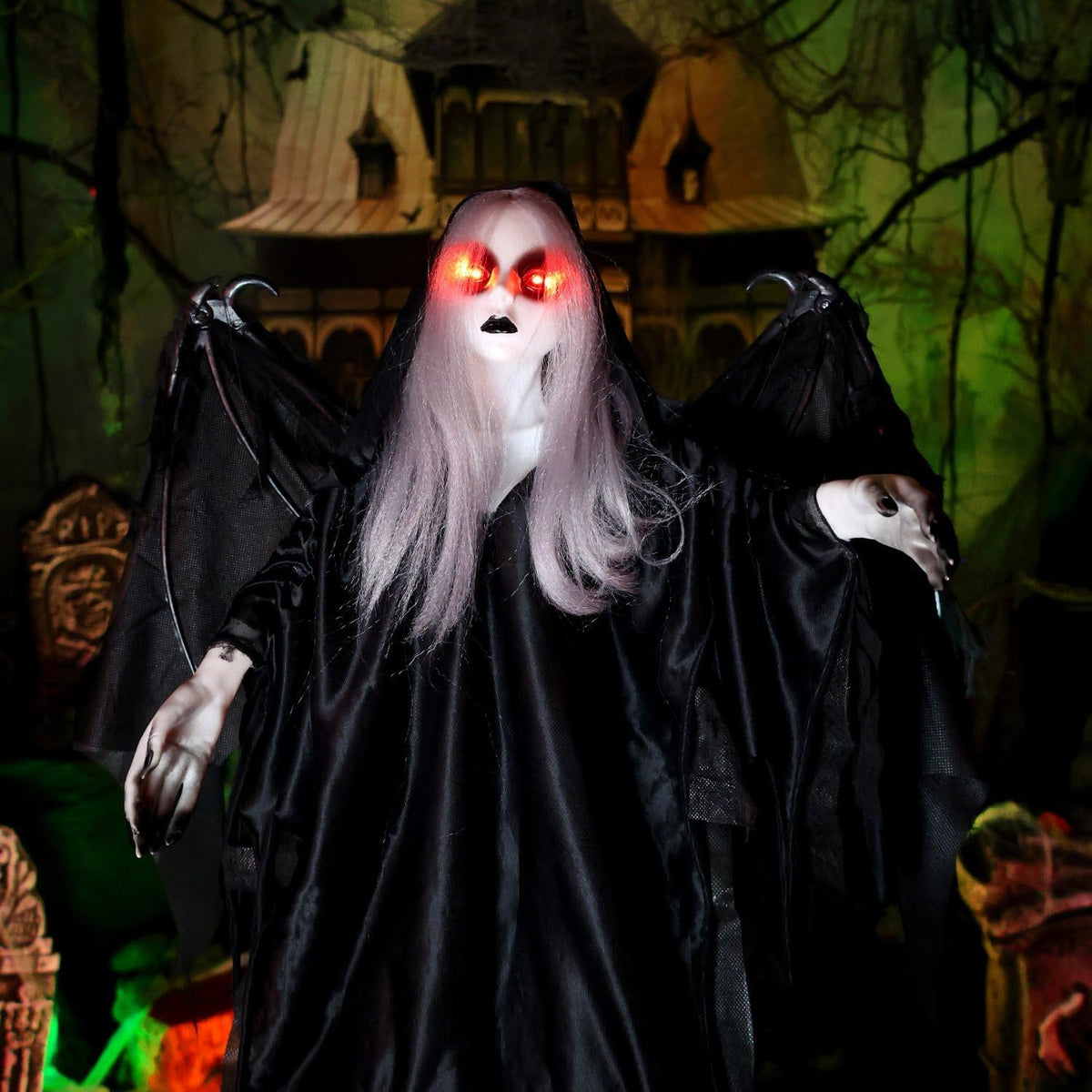 Haunted Hill Farm 3.1-Ft. Winged Creepy Girl Animatronic